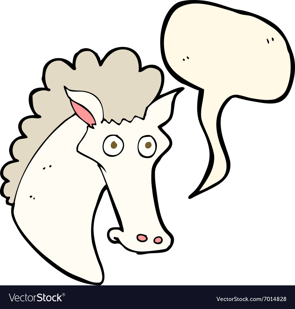 Cartoon horse head with speech bubble