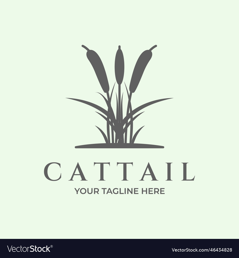 Cattail Logo Vintage Minimalist Icon Nature Vector Image