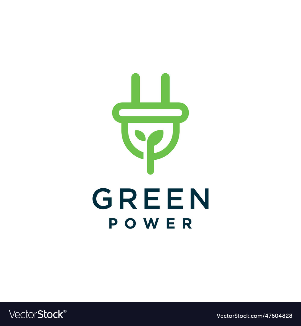 Green Power Logo Design With Modern Creative Vector Image