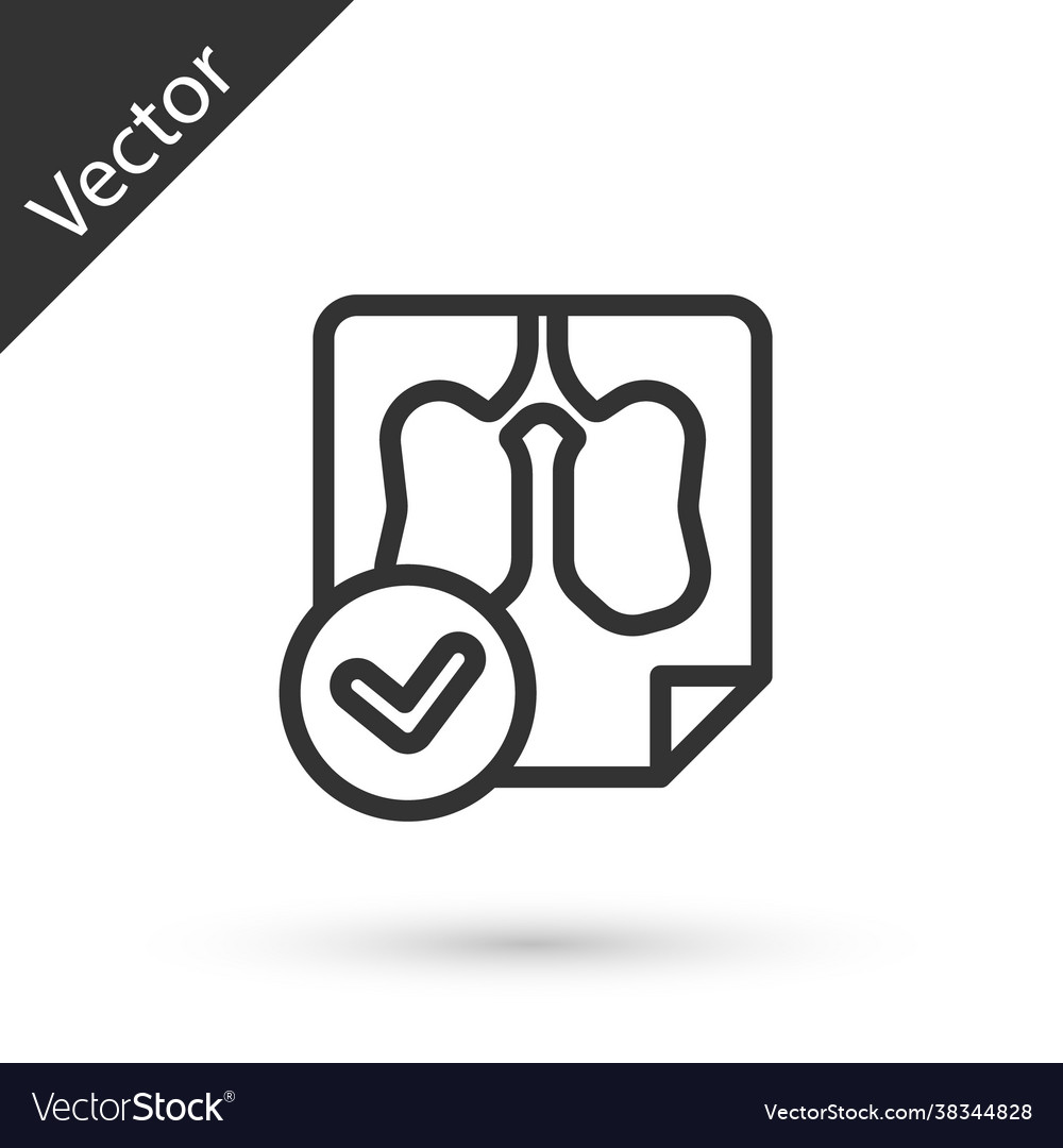 Grey line lungs x-ray diagnostics icon isolated