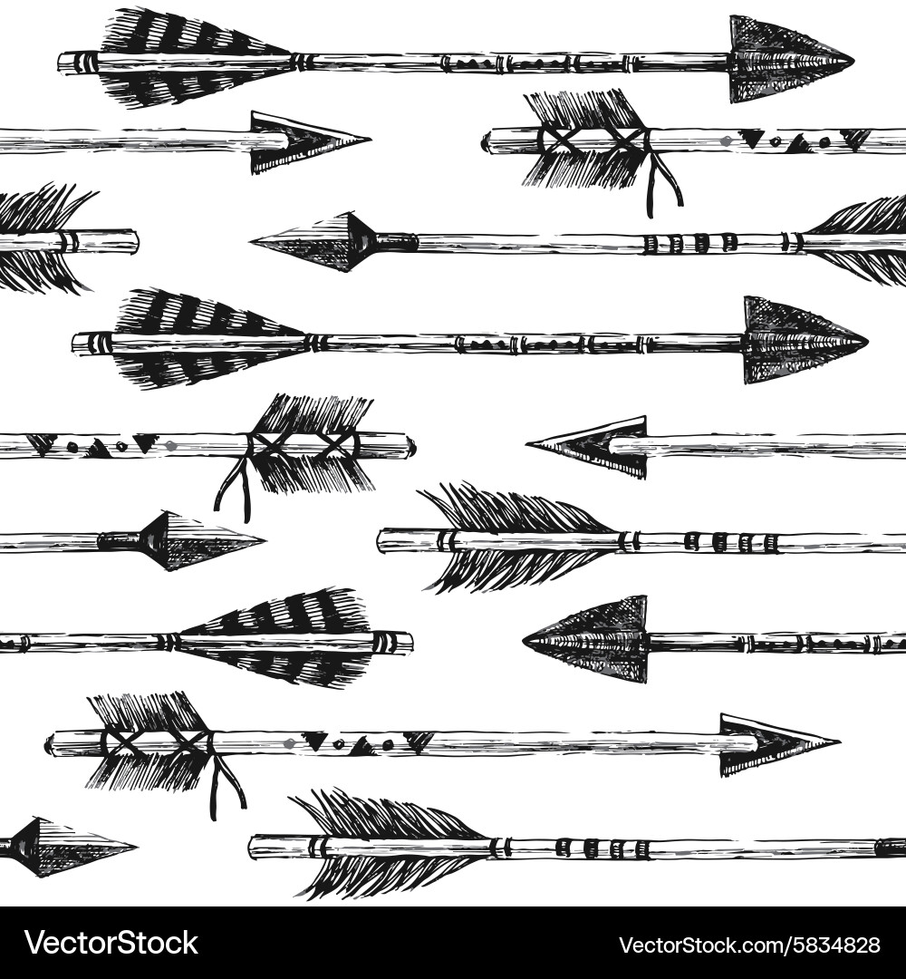 Hand drawn seamless pattern with arrows Royalty Free Vector