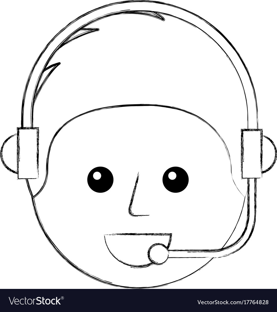 Happy young boy avatar wearing headset