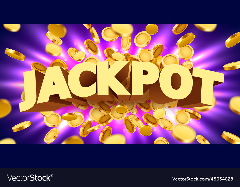 Jackpot-Zeichen mit gold realistischen 3d Münzen