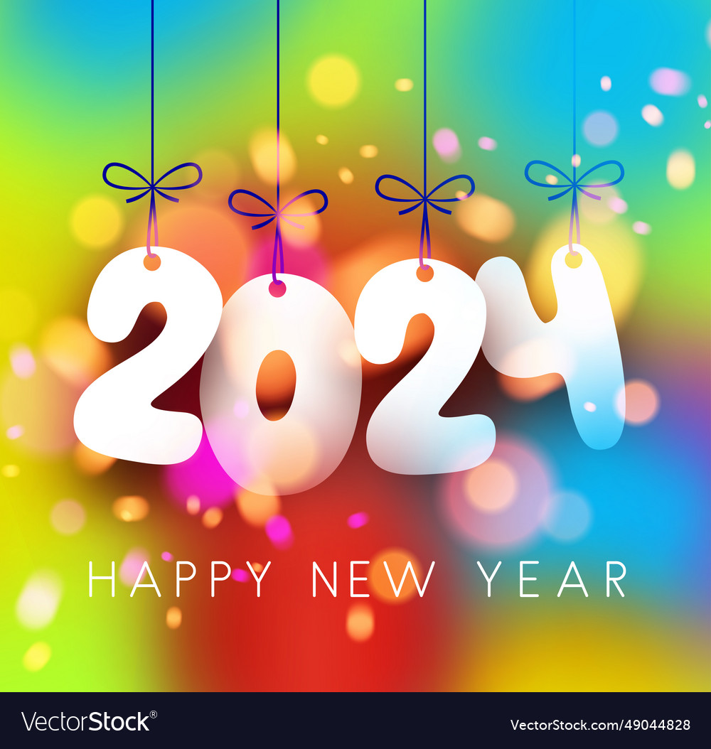 New year 2024 background with white paper numbers Vector Image