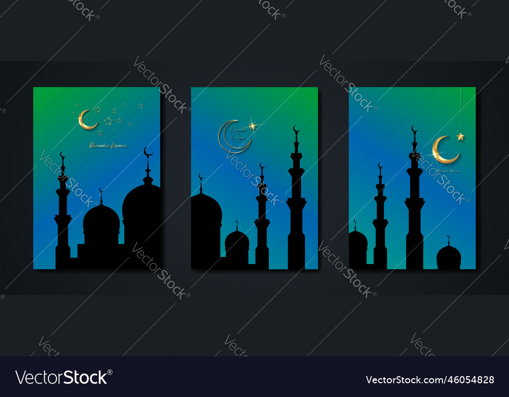 Ramadan kareem 2023 set greeting card gold