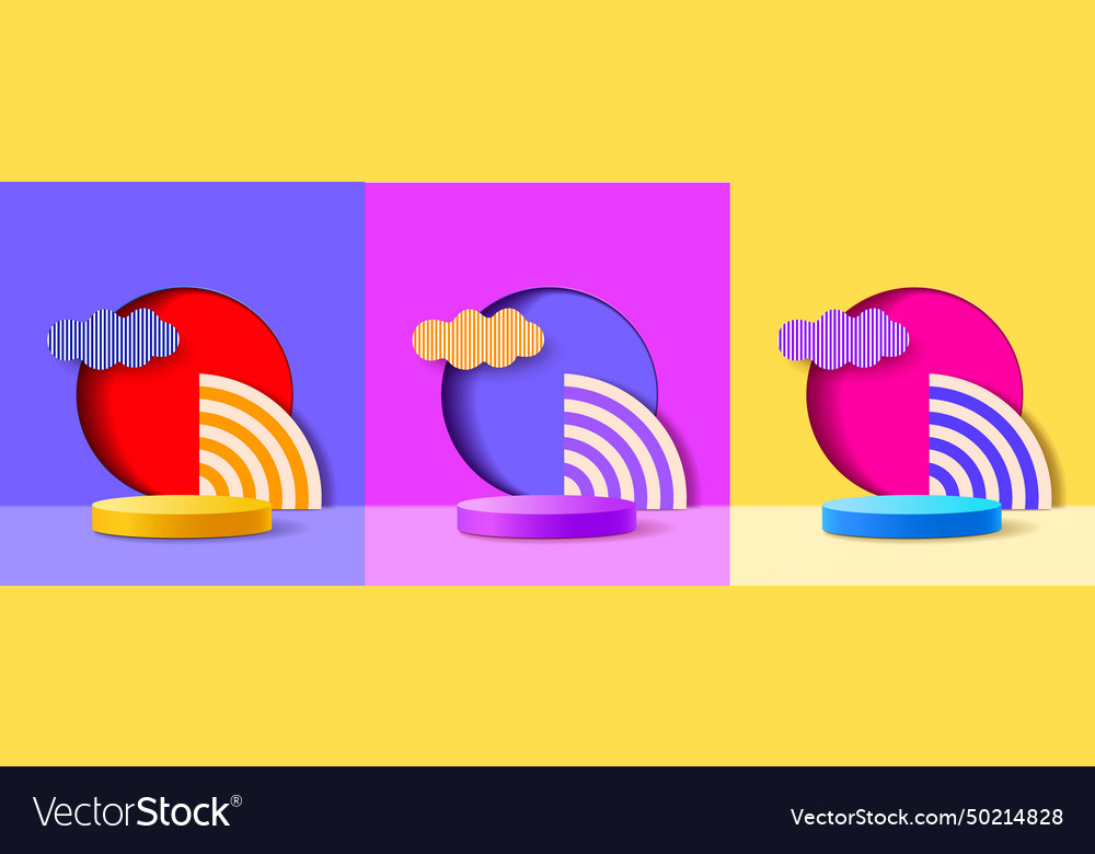 Set of 3d round frame on background abstract