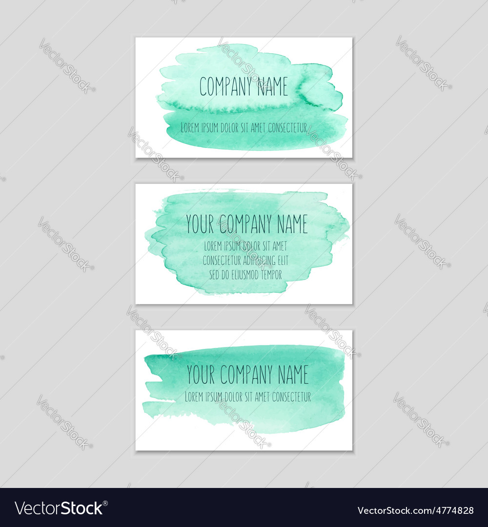 Set of business cards with watercolor background