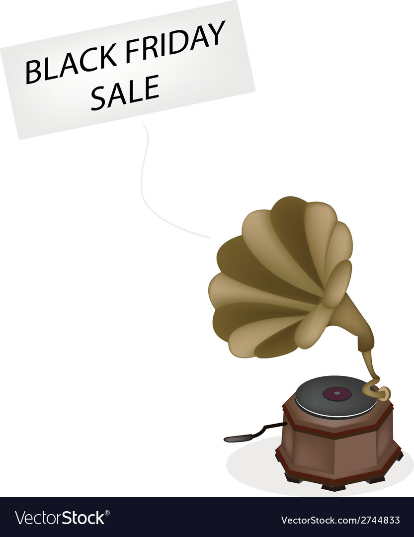 A vintage gramophone playing black friday news