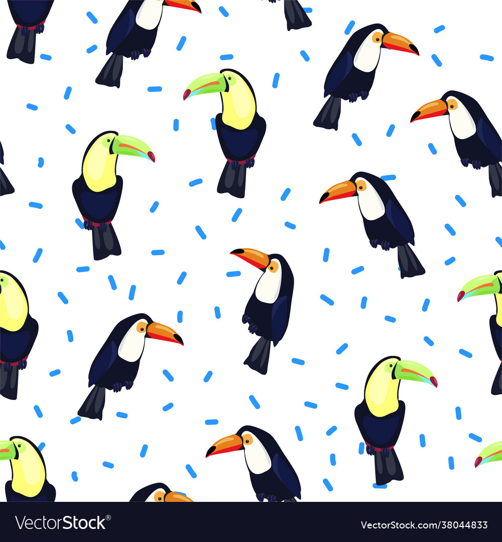 Cute toucan background seamless pattern print