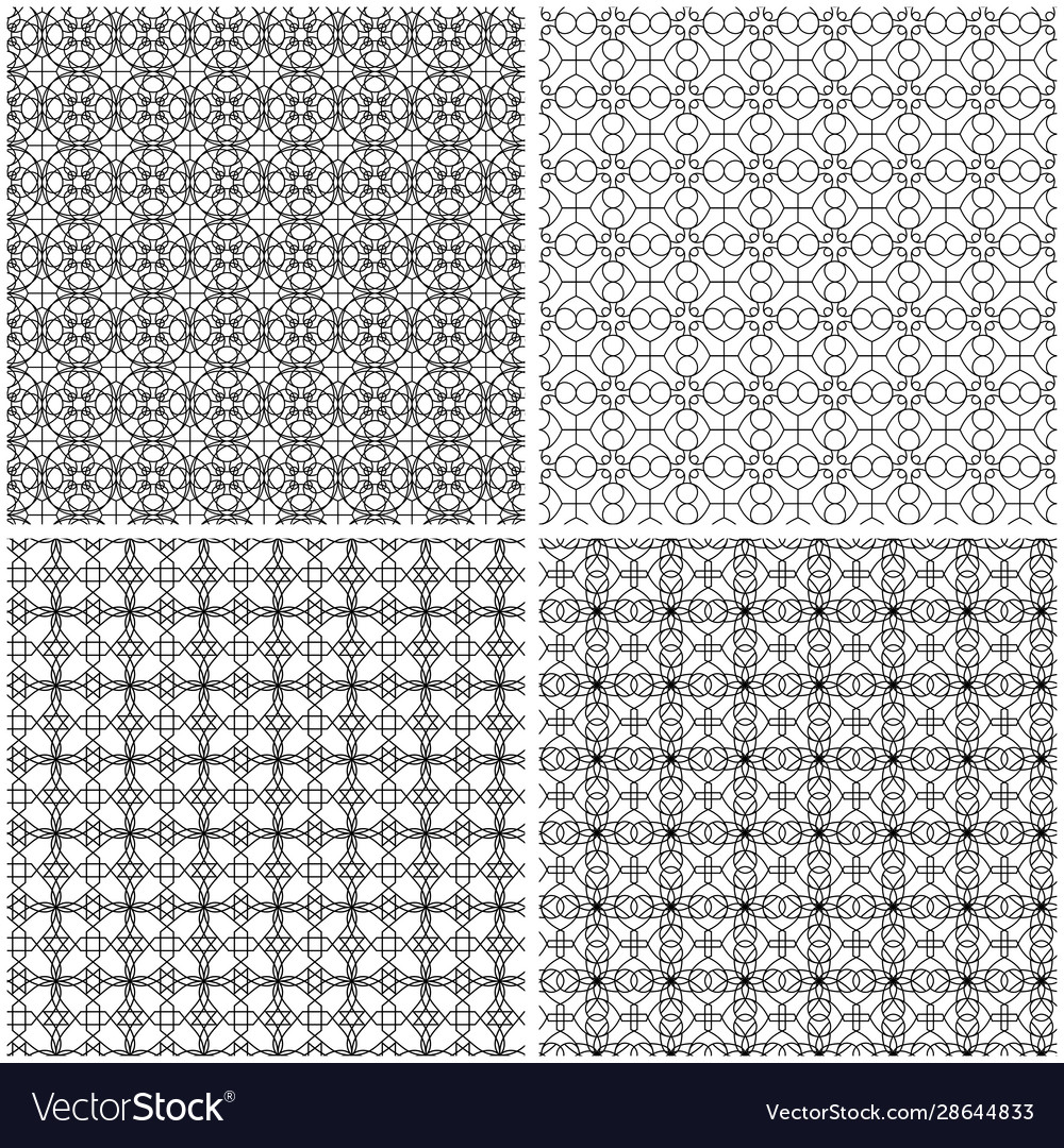 Four seamless abstract mesh patterns vector image Four seamless abstract mesh patterns