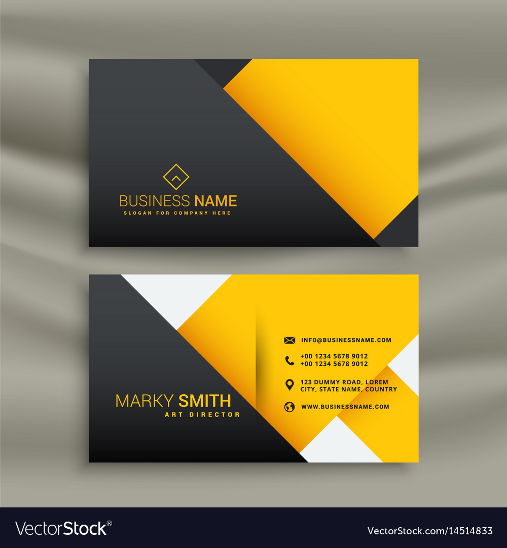 minimal yellow and black business card design vector image