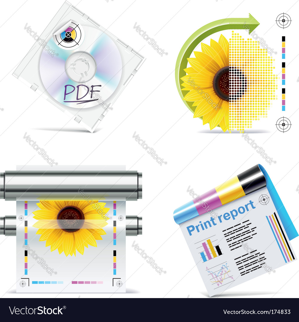 Print shop icon set Royalty Free Vector Image - VectorStock