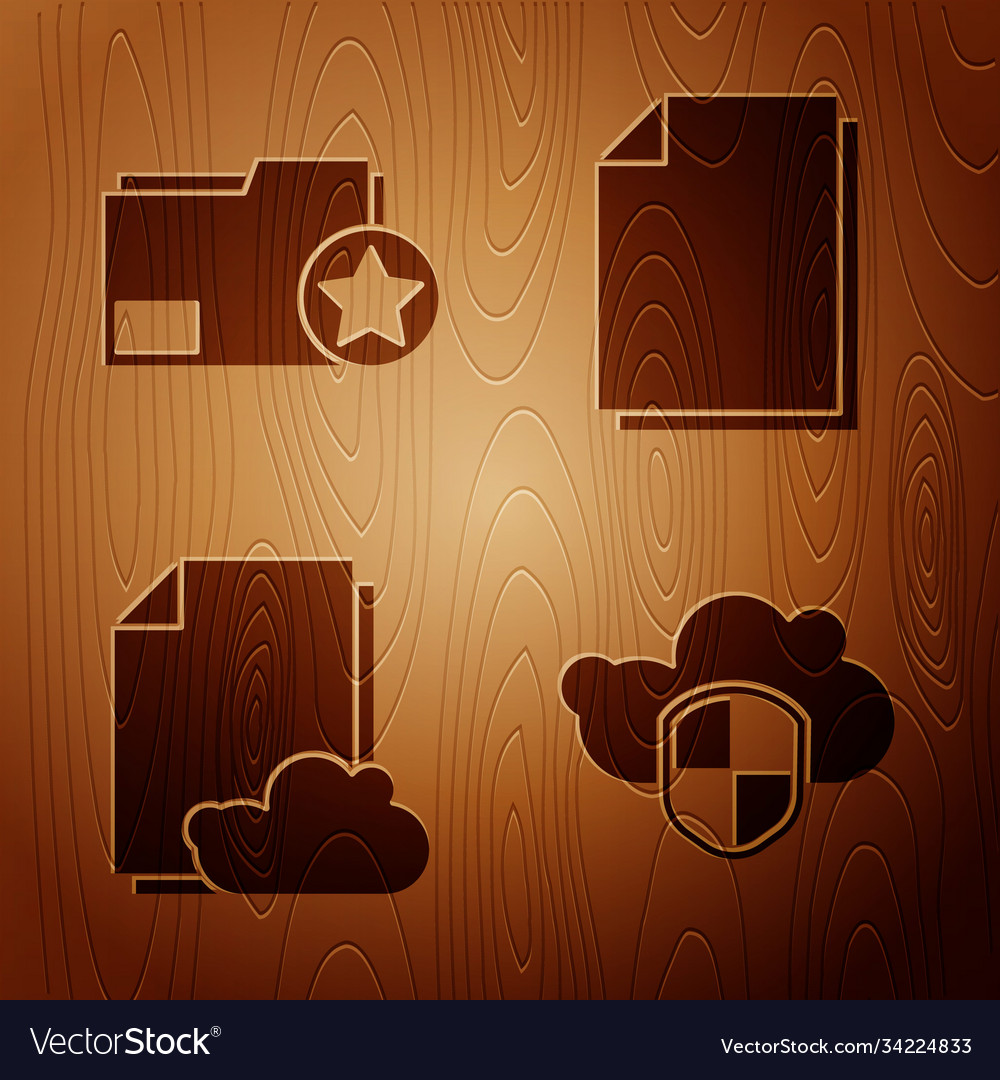 Set cloud and shield document folder with star vector image Set cloud and shield document folder with star