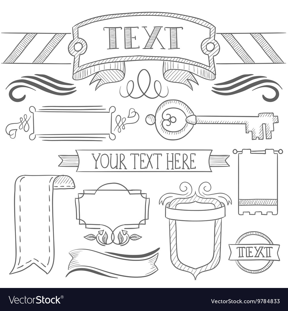 Set of vintage ribbons frames and elements