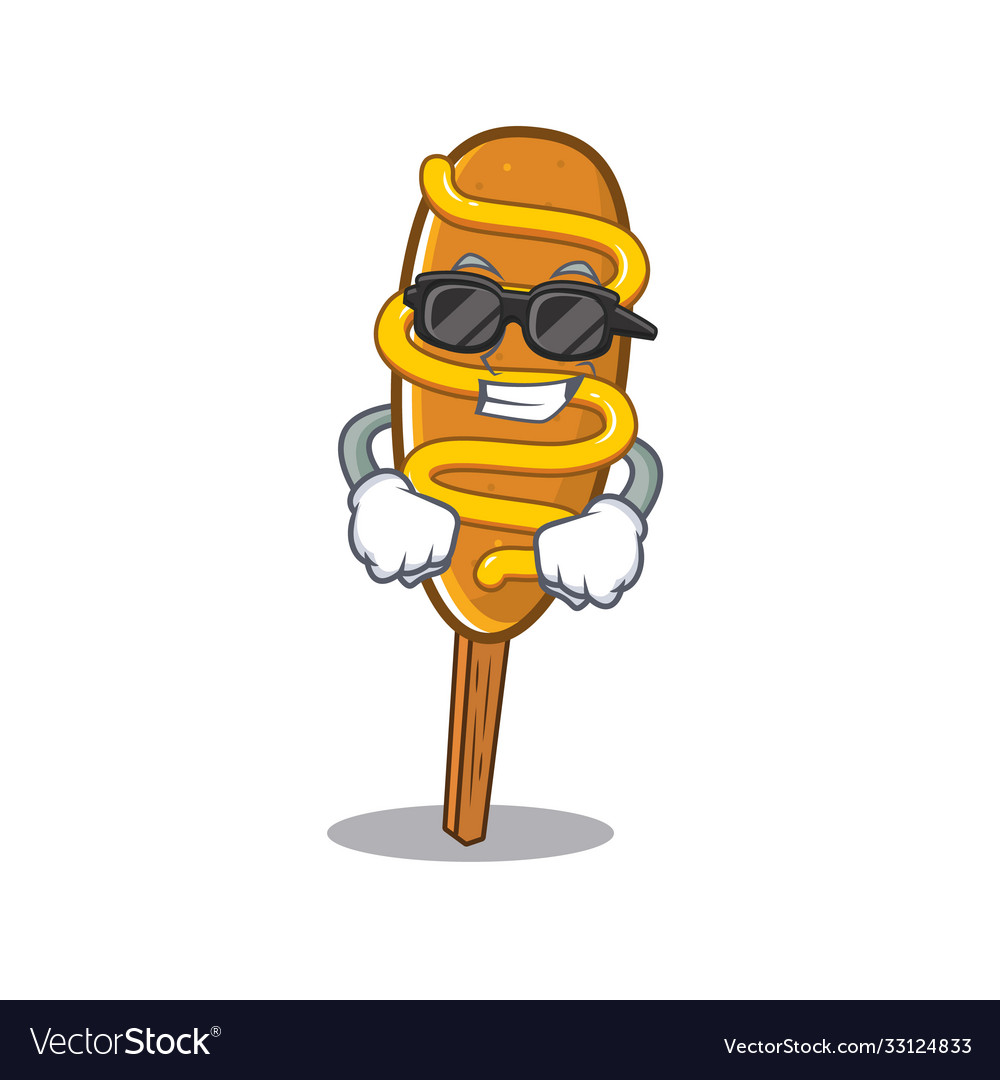 Super cool corn dog character wearing black Vector Image