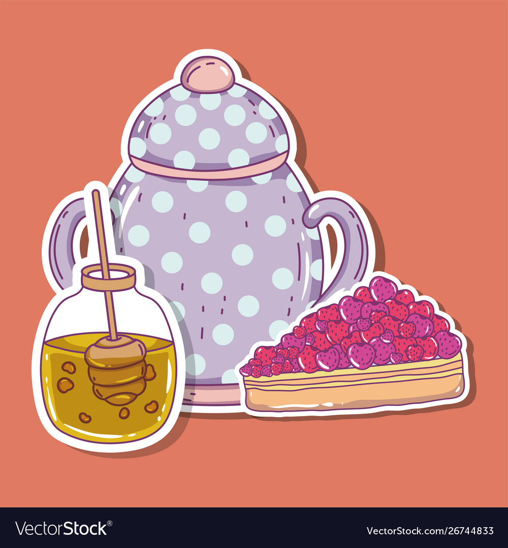 Tea time sketch flat design Royalty Free Vector Image