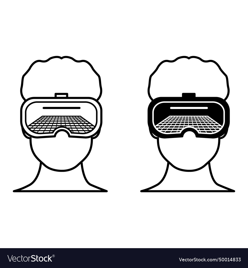 Virtual reality icons black and white