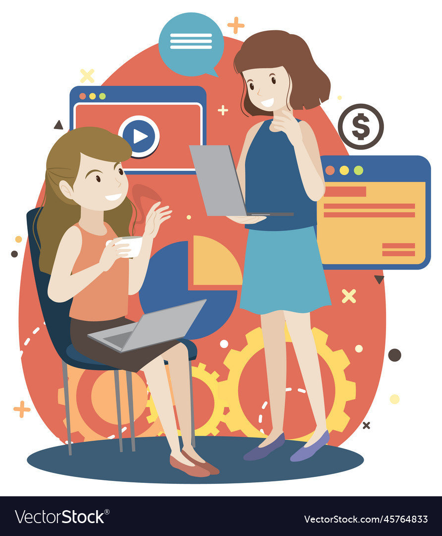Working characters flat design for web banner vector image Working characters flat design for web banner