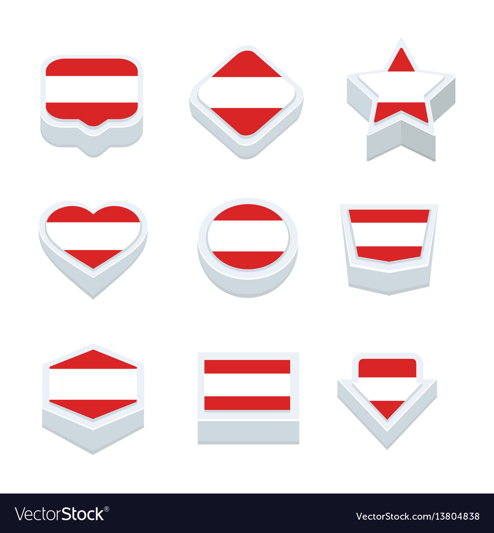 Austria flags icons and button set nine styles