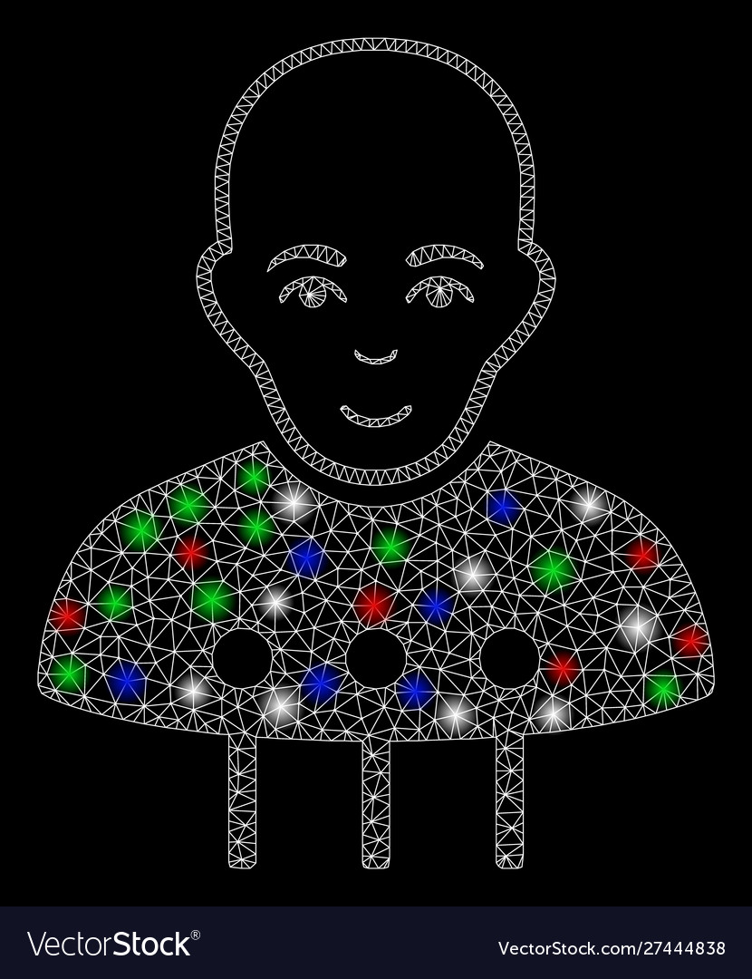 Bright mesh wire frame cyborg interface with flash vector image Bright mesh wire frame cyborg interface with flash
