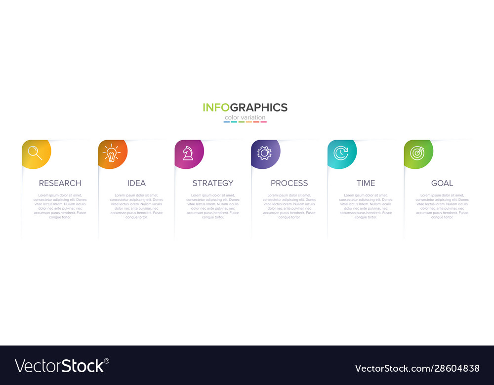 Concept arrow business model with 6 successive