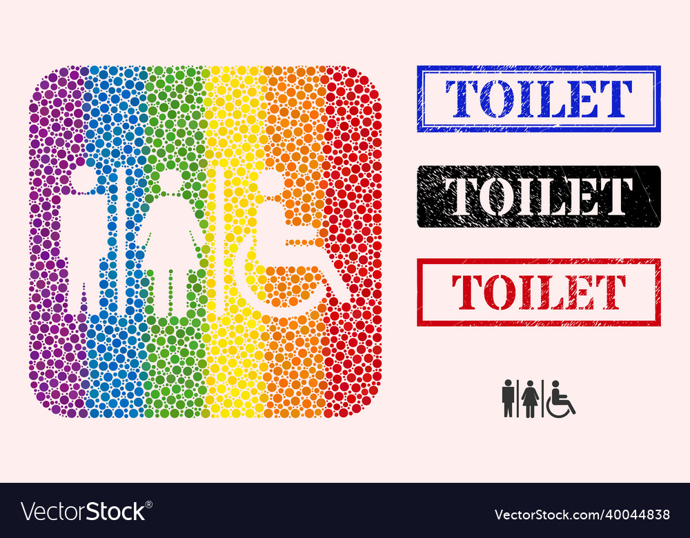 Distress toilet stamp seal and dot mosaic toilet Vector Image