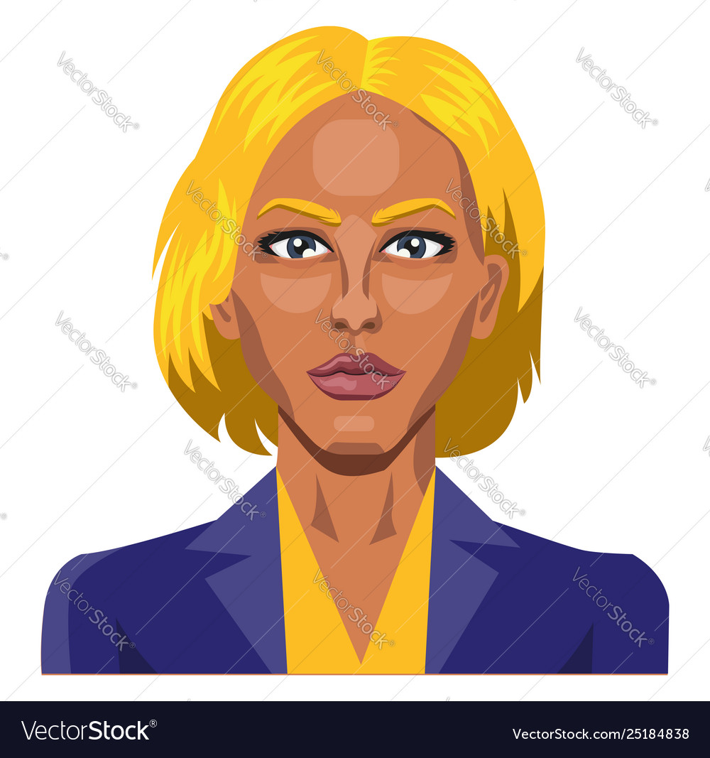 Girl With Yellow Hair And Eyebrows On White Vector Image