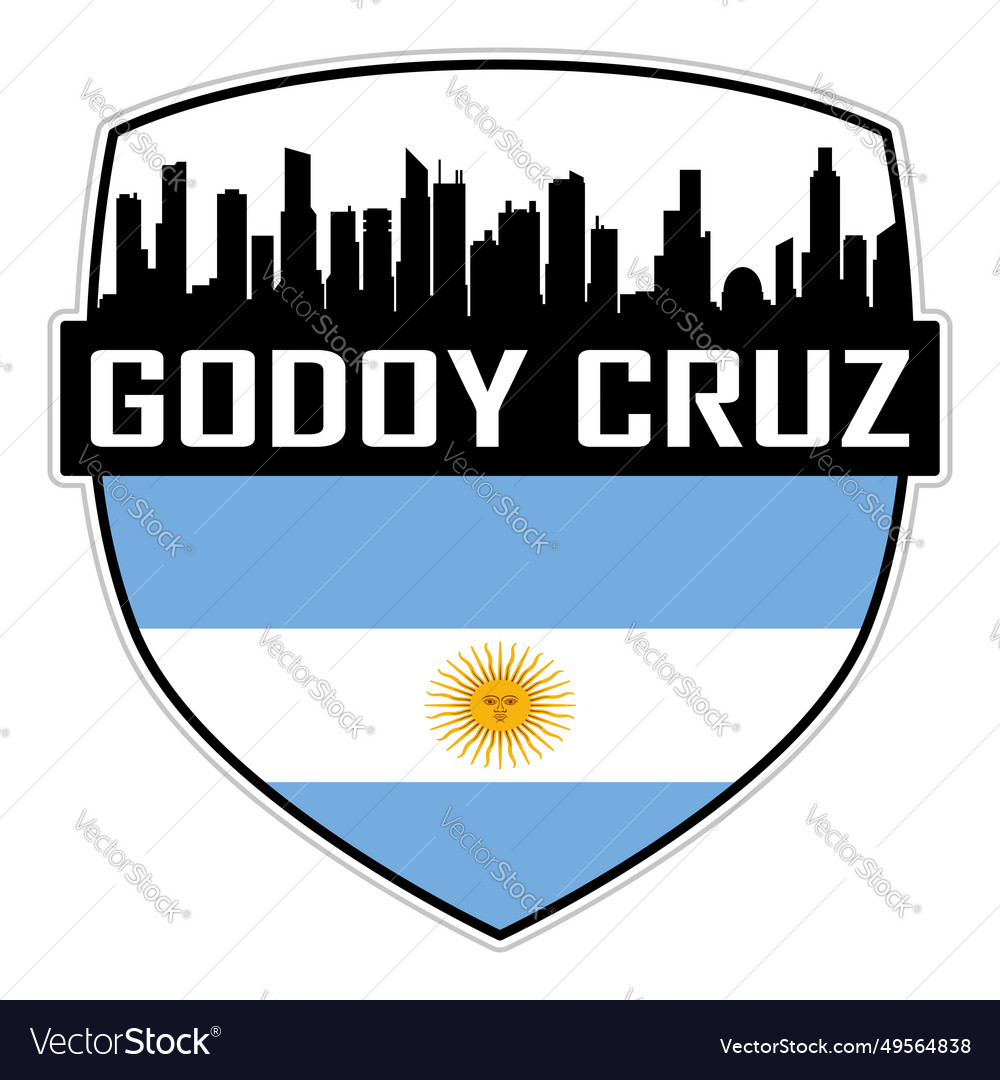 Godoy cruz skyline silhouette argentina flag badge