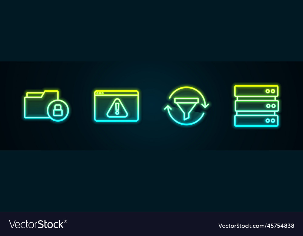 Set line folder and lock browser with exclamation vector image Set line folder and lock browser with exclamation