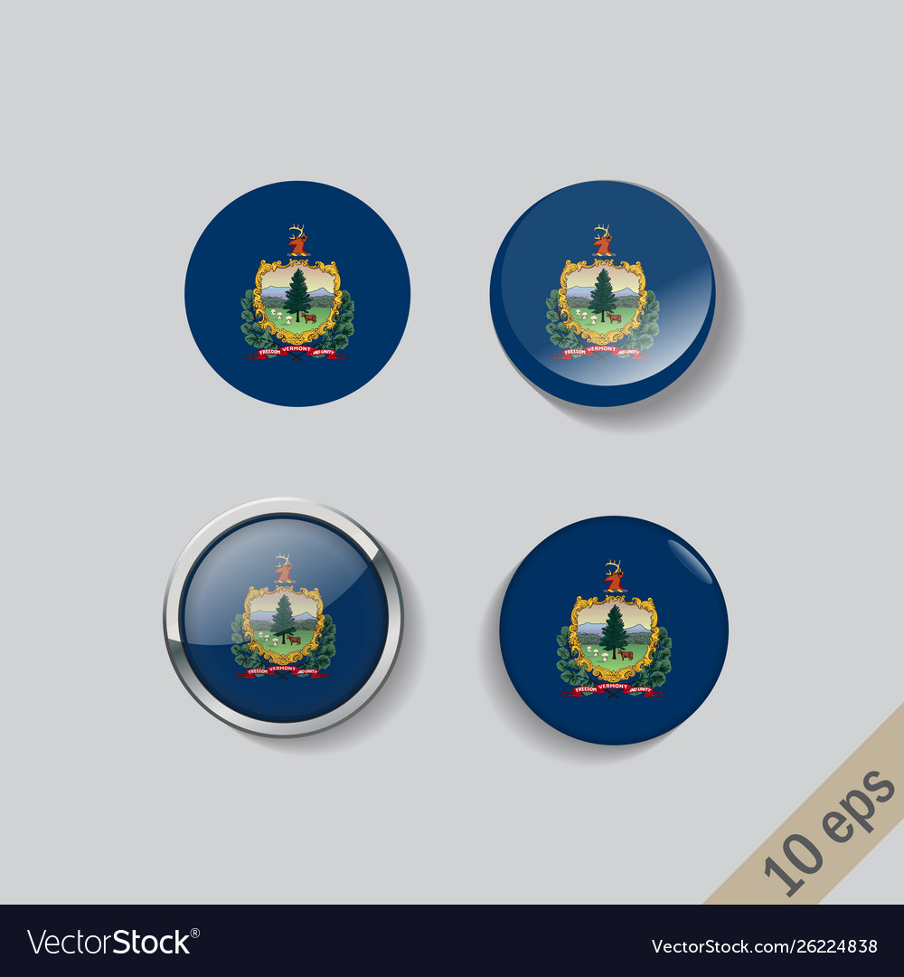 Set round buttons with image vermont vector image Set round buttons with image vermont
