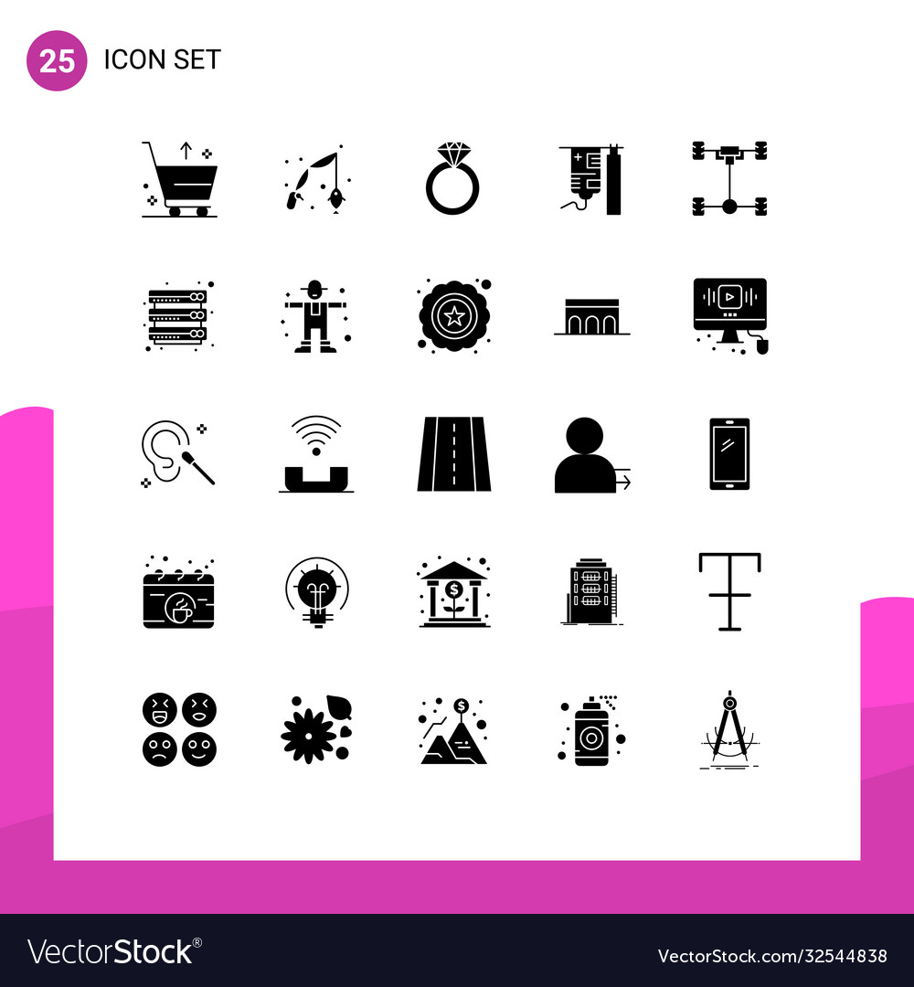 Solid glyph pack 25 universelle Symbole