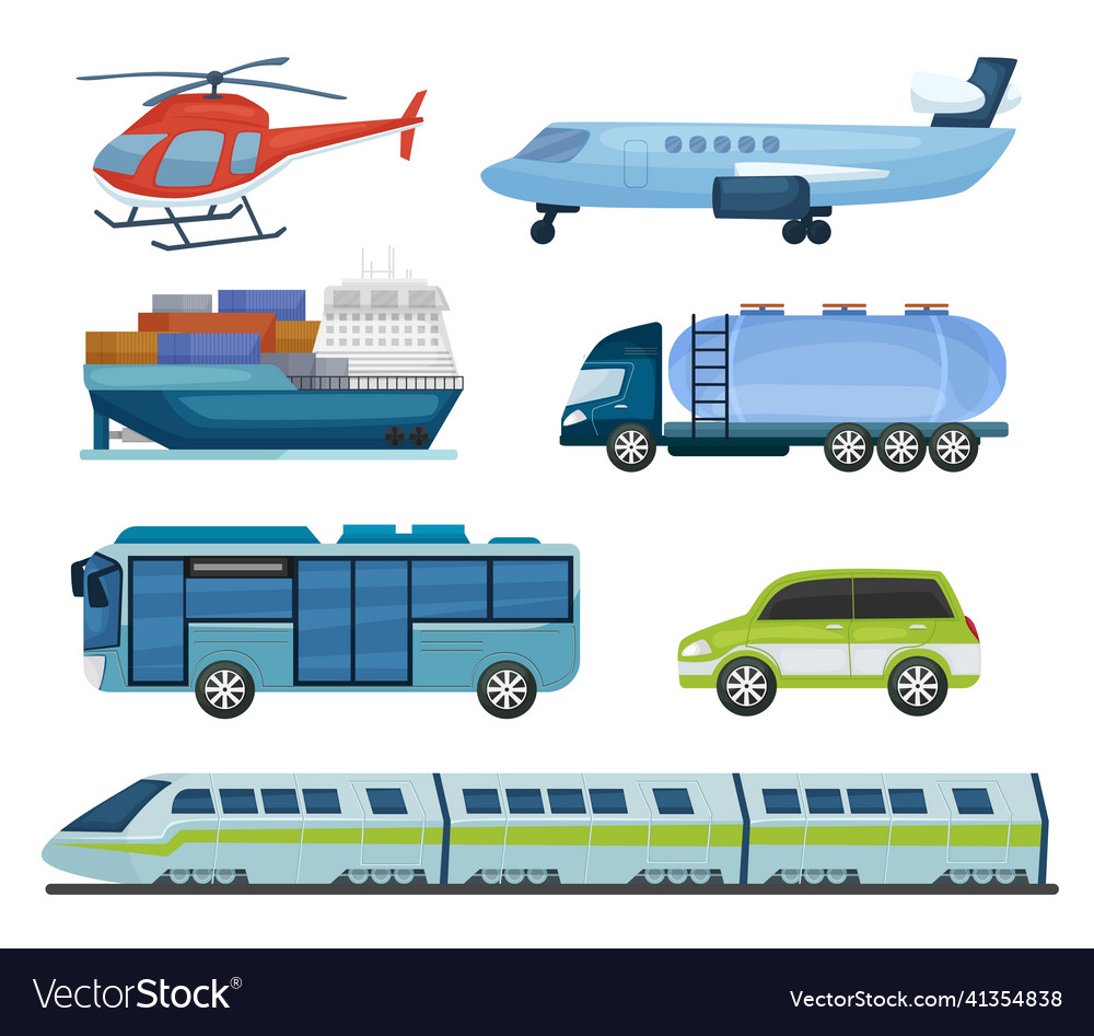 Transportation types collection public and cargo Vector Image