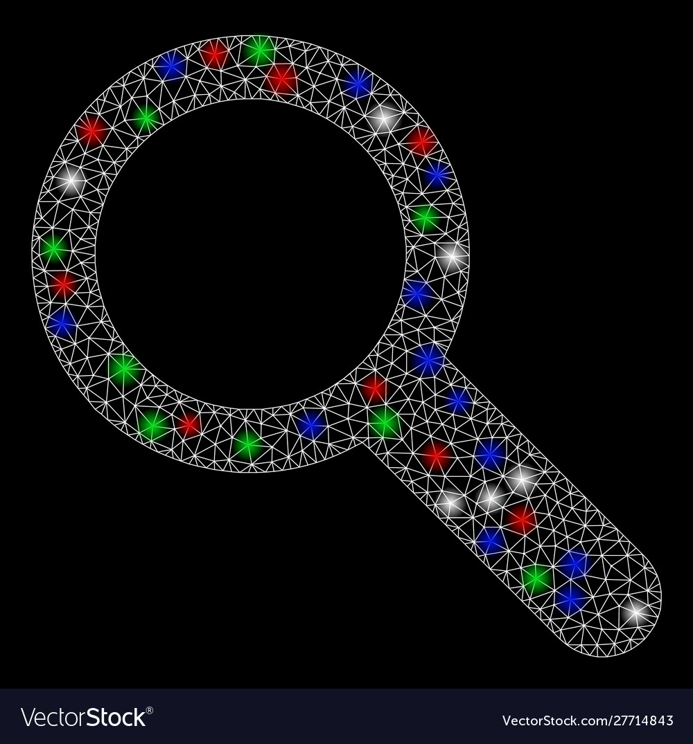 Bright mesh network search tool with flare spots vector image Bright mesh network search tool with flare spots