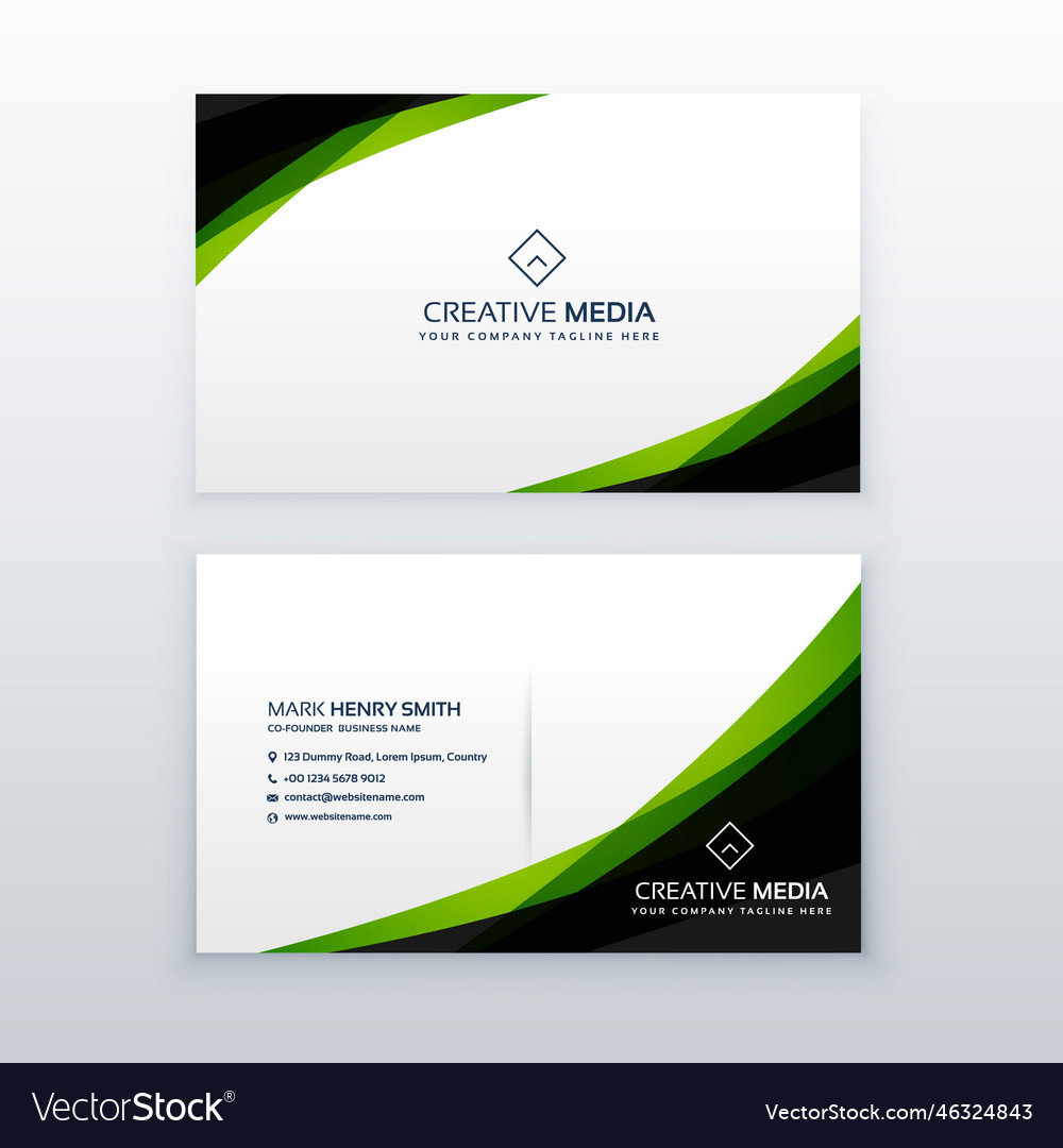 Clean simple green business card design template