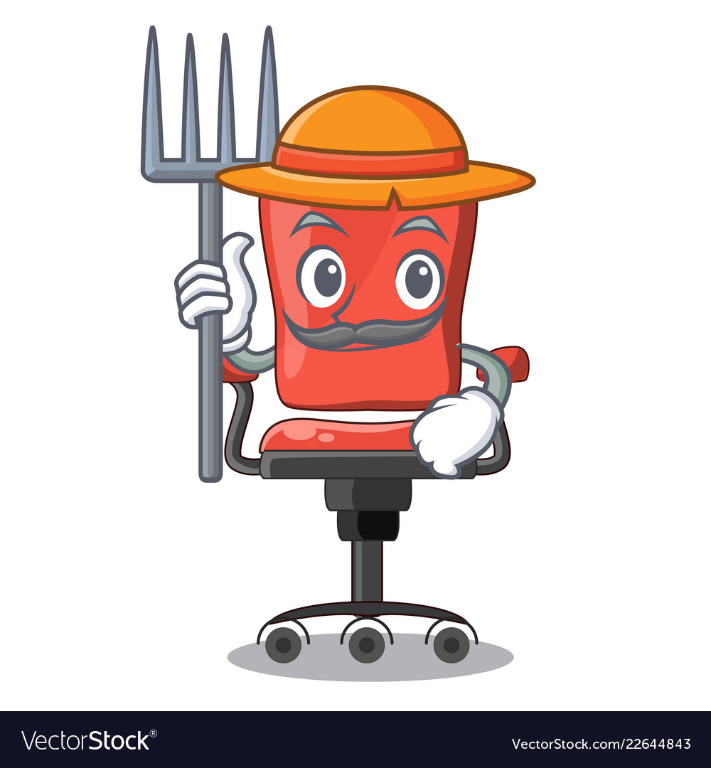 Farmer character office desk chair in indoor Vector Image