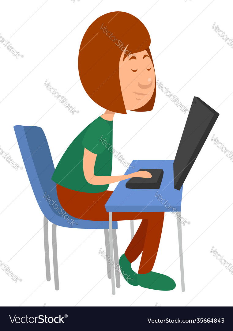 Girl with a laptop on white background Royalty Free Vector