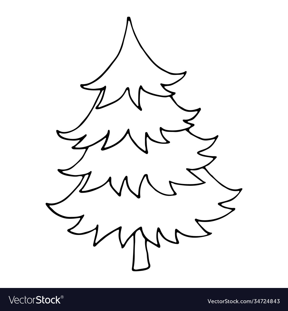 Hand drawn christmas tree isolated on white