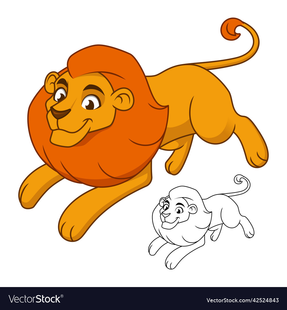 Happy lion running and jumping Royalty Free Vector Image Happy lion running and jumping Royalty Free Vector Image