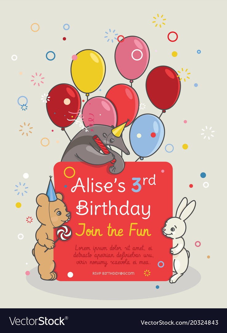 Invitation Card For Children S Birthday Party Vector Image
