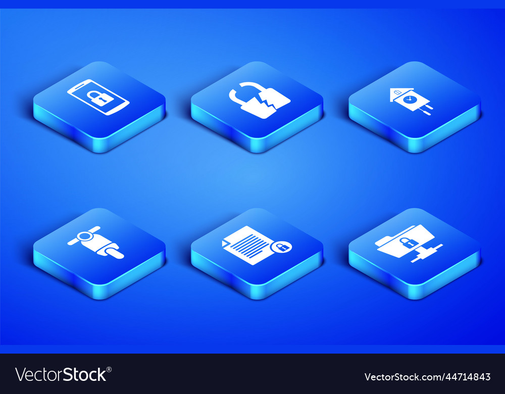 Set ftp folder and lock smartphone with document vector image Set ftp folder and lock smartphone with document