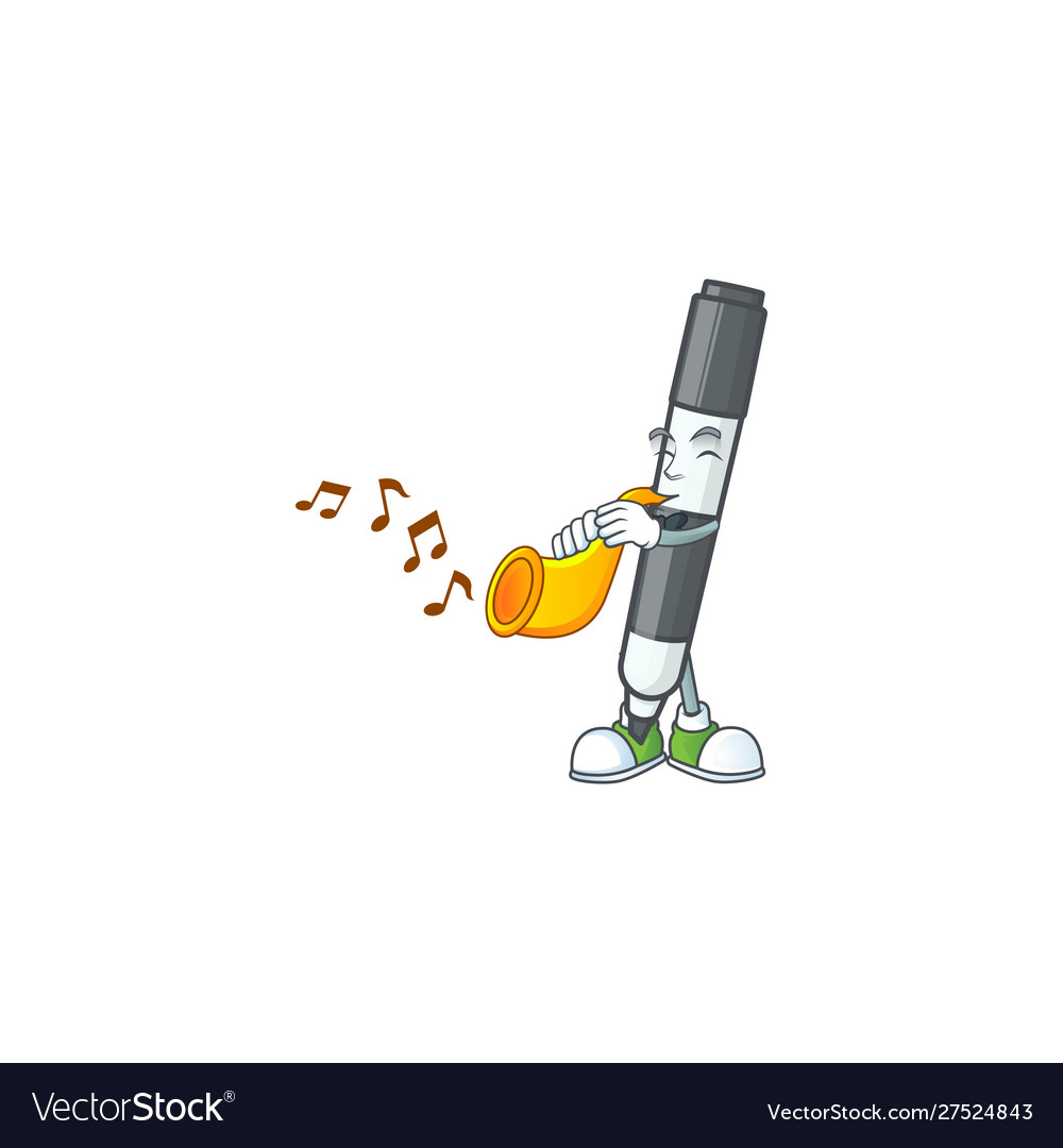 Mit Trompete schwarz weiße Brettmarker in Cartoon vector image Mit Trompete schwarz weiße Brettmarker in Cartoon