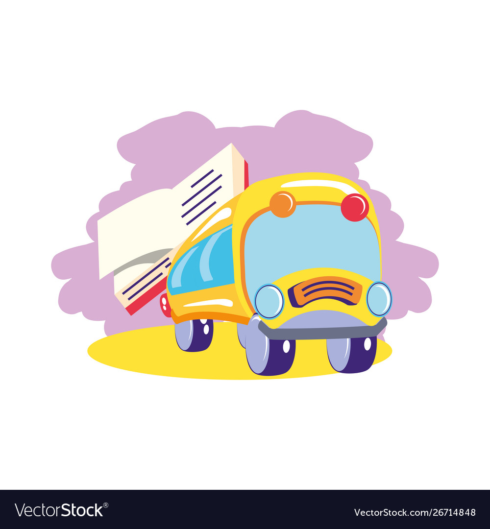 Bus school transportation with textbook supply