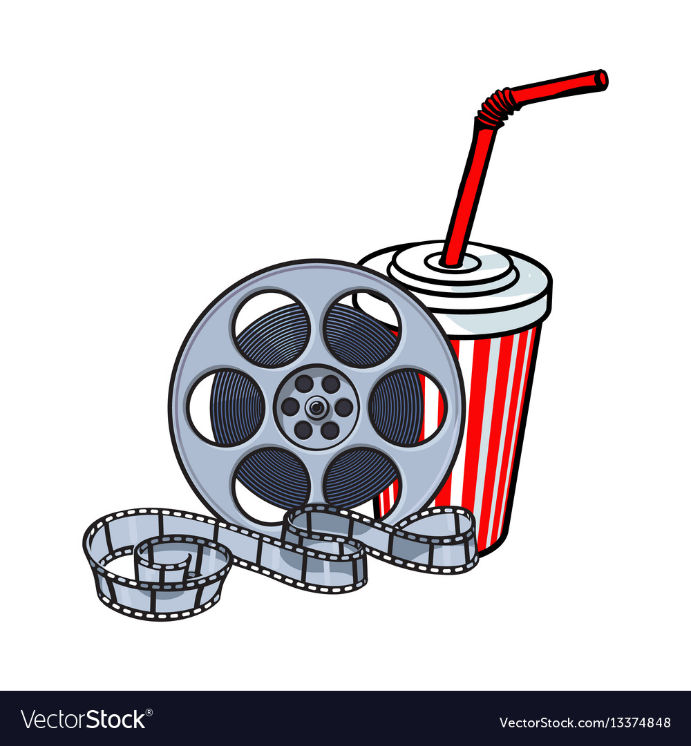 Cinema Attribute Filmrolle und Soda Wasser