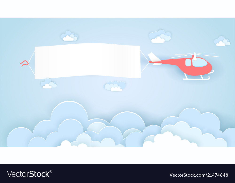 Flying helicopter with empty advertising banner