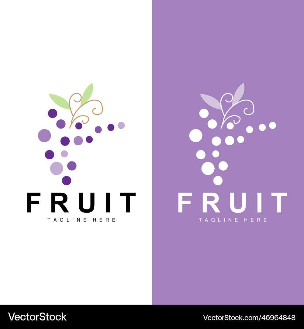 Grape Logo Farm Fruit Fresh Purple Fruit Design Vector Image