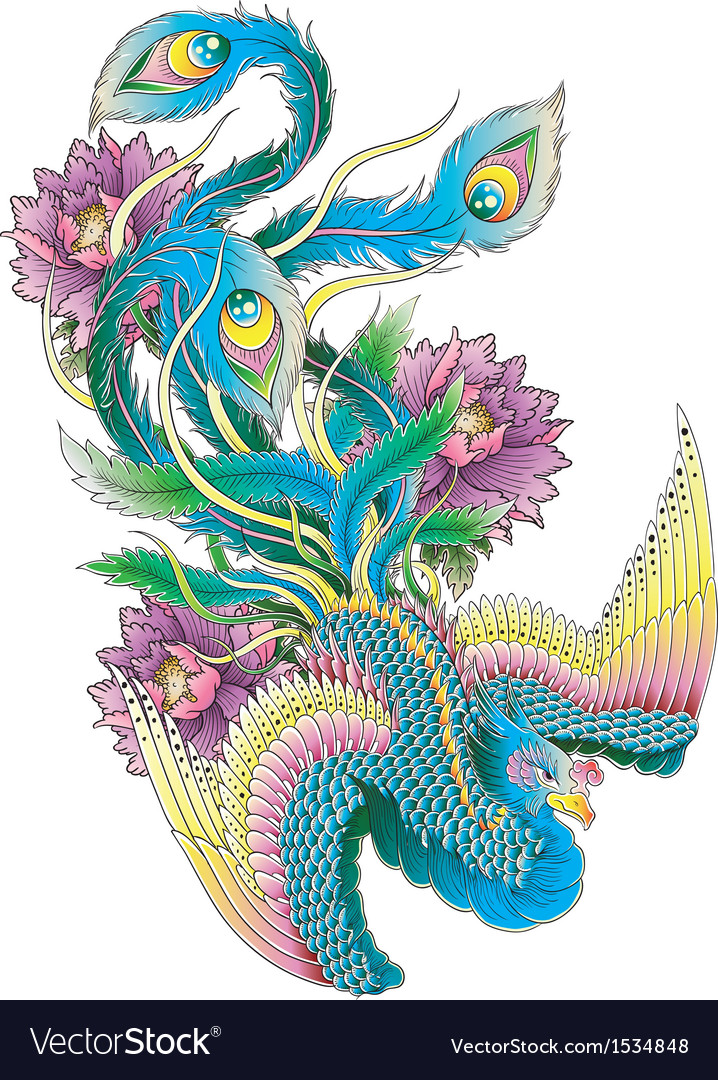 Japanese style peacock Royalty Free Vector Image