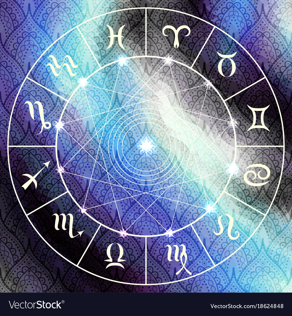 Magic circle with zodiacs sign Royalty Free Vector Image