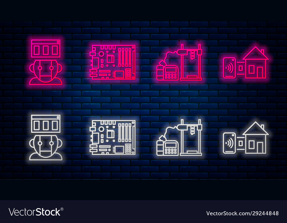 Set line electronic computer components vector image Set line electronic computer components