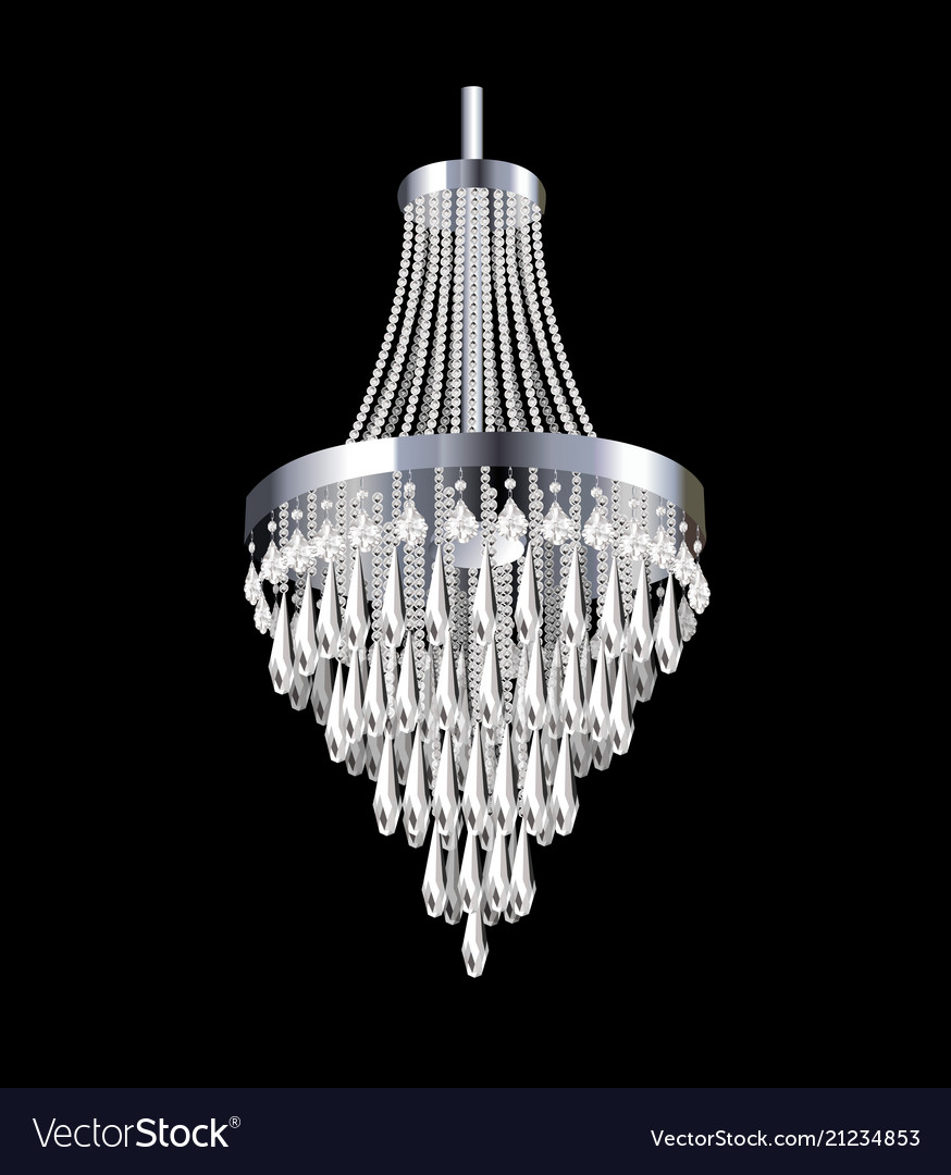 A Chandelier With Crystal Pendants On The Black Vector Image
