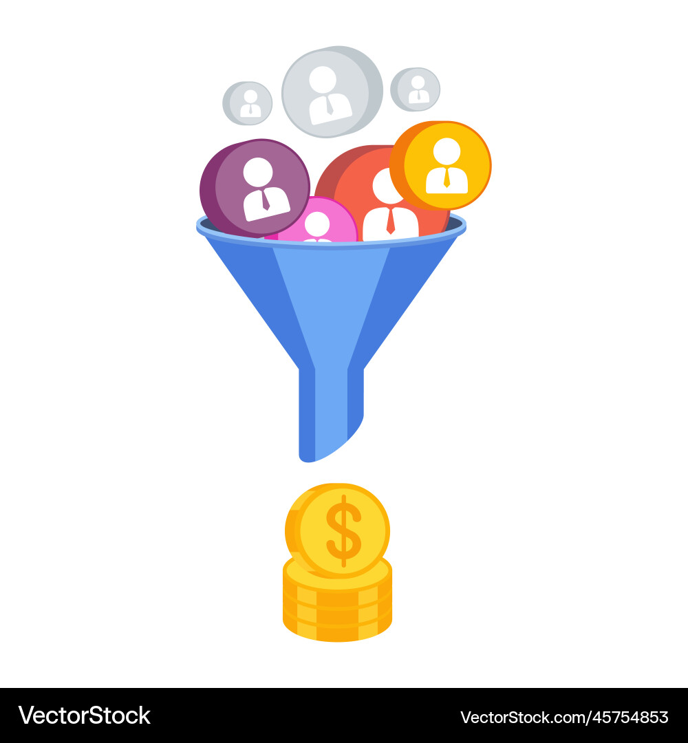 Conversion funnel digital inbound marketing tool Vector Image